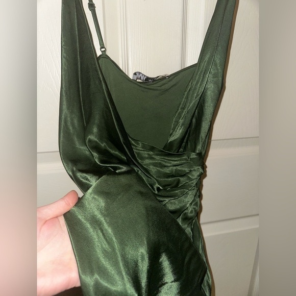 NWT Zara Elegant silky Green Dress L wedding guest formal bridesmaid event - Picture 6 of 11